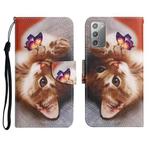 For Samsung Galaxy Note20 Painted Pattern Horizontal Flip Leather Case with Holder & Card Slot & Wallet(Butterfly Cat)