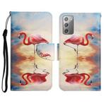 For Samsung Galaxy Note20 Painted Pattern Horizontal Flip Leather Case with Holder & Card Slot & Wallet(Flamingo)