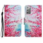For Samsung Galaxy Note20 Painted Pattern Horizontal Flip Leather Case with Holder & Card Slot & Wallet(Red Cherry Blossoms)