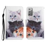 For Samsung Galaxy Note20 Painted Pattern Horizontal Flip Leather Case with Holder & Card Slot & Wallet(Three Cats)