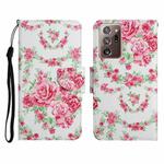 For Samsung Galaxy Note20 Ultra Painted Pattern Horizontal Flip Leather Case with Holder & Card Slot & Wallet(Rose Flower)