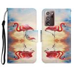 For Samsung Galaxy Note20 Ultra Painted Pattern Horizontal Flip Leather Case with Holder & Card Slot & Wallet(Flamingo)