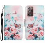 For Samsung Galaxy Note20 Ultra Painted Pattern Horizontal Flip Leather Case with Holder & Card Slot & Wallet(Peony Butterfly)