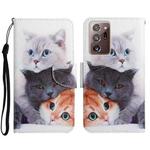 For Samsung Galaxy Note20 Ultra Painted Pattern Horizontal Flip Leather Case with Holder & Card Slot & Wallet(Three Cats)