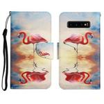 For Samsung Galaxy S10 Painted Pattern Horizontal Flip Leather Case with Holder & Card Slot & Wallet(Flamingo)