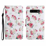 For Samsung Galaxy S10+ Painted Pattern Horizontal Flip Leather Case with Holder & Card Slot & Wallet(Red Peony Flower)