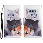 For Samsung Galaxy S10e Painted Pattern Horizontal Flip Leather Case with Holder & Card Slot & Wallet(Three Cats)