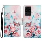 For Samsung Galaxy S20 Ultra Painted Pattern Horizontal Flip Leather Case with Holder & Card Slot & Wallet(Peony Butterfly)