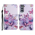 For Samsung Galaxy S21 5G Painted Pattern Horizontal Flip Leather Case with Holder & Card Slot & Wallet(Bright Butterfly)