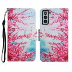 For Samsung Galaxy S21 5G Painted Pattern Horizontal Flip Leather Case with Holder & Card Slot & Wallet(Red Cherry Blossoms)