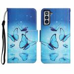 For Samsung Galaxy S21 5G Painted Pattern Horizontal Flip Leather Case with Holder & Card Slot & Wallet(Flying Butterfly)