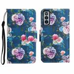 For Samsung Galaxy S21+ 5G Painted Pattern Horizontal Flip Leather Case with Holder & Card Slot & Wallet(Fluorescent Rose)