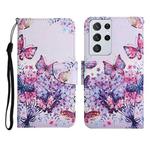 For Samsung Galaxy S21 Ultra 5G Painted Pattern Horizontal Flip Leather Case with Holder & Card Slot & Wallet(Bright Butterfly)