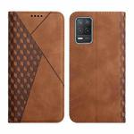 For OPPO Realme V13 5G / Realme 8 5G Diamond Pattern Splicing Skin Feel Magnetic Horizontal Flip Leather Case with Card Slots & Holder & Wallet(Brown)