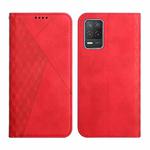 For OPPO Realme V13 5G / Realme 8 5G Diamond Pattern Splicing Skin Feel Magnetic Horizontal Flip Leather Case with Card Slots & Holder & Wallet(Red)