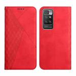 For Xiaomi Redmi 10 Diamond Pattern Splicing Skin Feel Magnetic Horizontal Flip Leather Case with Card Slots & Holder & Wallet(Red)