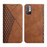 For Xiaomi Redmi Note 10 5G / Note 10T 5G / Poco M3 Pro 5G Diamond Pattern Splicing Skin Feel Magnetic Horizontal Flip Leather Case with Card Slots & Holder & Wallet(Brown)