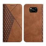 For Xiaomi Poco X3 NFC / X3 Pro / X3 Diamond Pattern Splicing Skin Feel Magnetic Horizontal Flip Leather Case with Card Slots & Holder & Wallet(Brown)