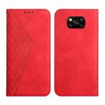 For Xiaomi Poco X3 NFC / X3 Pro / X3 Diamond Pattern Splicing Skin Feel Magnetic Horizontal Flip Leather Case with Card Slots & Holder & Wallet(Red)