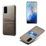 For Samsung Galaxy S20 Calf Texture PC + PU Leather Back Cover Shockproof Case with Dual Card Slots(Grey)
