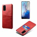 For Samsung Galaxy S20+ Calf Texture PC + PU Leather Back Cover Shockproof Case with Dual Card Slots(Red)