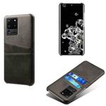 For Samsung Galaxy S20 Ultra Calf Texture PC + PU Leather Back Cover Shockproof Case with Dual Card Slots(Black)