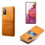 For Samsung Galaxy S20 FE 5G Calf Texture PC + PU Leather Back Cover Shockproof Case with Dual Card Slots(Orange)