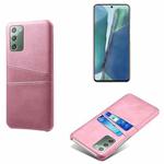 For Samsung Galaxy Note20 Calf Texture PC + PU Leather Back Cover Shockproof Case with Dual Card Slots(Pink)