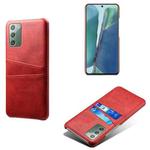 For Samsung Galaxy Note20 Calf Texture PC + PU Leather Back Cover Shockproof Case with Dual Card Slots(Red)