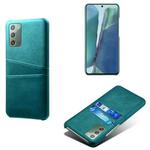 For Samsung Galaxy Note20 Calf Texture PC + PU Leather Back Cover Shockproof Case with Dual Card Slots(Green)