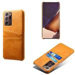 For Samsung Galaxy Note20 Ultra Calf Texture PC + PU Leather Back Cover Shockproof Case with Dual Card Slots(Orange)
