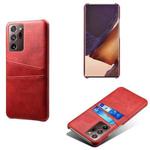 For Samsung Galaxy Note20 Ultra Calf Texture PC + PU Leather Back Cover Shockproof Case with Dual Card Slots(Red)