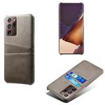 For Samsung Galaxy Note20 Ultra Calf Texture PC + PU Leather Back Cover Shockproof Case with Dual Card Slots(Grey)