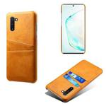 For Samsung Galaxy Note10 Calf Texture PC + PU Leather Back Cover Shockproof Case with Dual Card Slots(Orange)