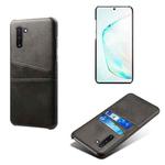 For Samsung Galaxy Note10 Calf Texture PC + PU Leather Back Cover Shockproof Case with Dual Card Slots(Black)