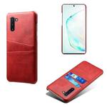 For Samsung Galaxy Note10 Calf Texture PC + PU Leather Back Cover Shockproof Case with Dual Card Slots(Red)
