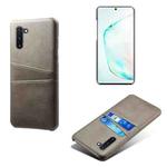 For Samsung Galaxy Note10 Calf Texture PC + PU Leather Back Cover Shockproof Case with Dual Card Slots(Grey)