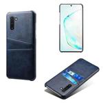 For Samsung Galaxy Note10 Calf Texture PC + PU Leather Back Cover Shockproof Case with Dual Card Slots(Blue)