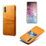 For Samsung Galaxy Note10+ Calf Texture PC + PU Leather Back Cover Shockproof Case with Dual Card Slots(Orange)