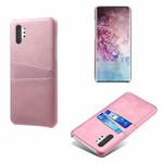 For Samsung Galaxy Note10+ Calf Texture PC + PU Leather Back Cover Shockproof Case with Dual Card Slots(Pink)