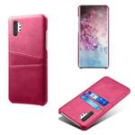 For Samsung Galaxy Note10+ Calf Texture PC + PU Leather Back Cover Shockproof Case with Dual Card Slots(Rose Red)