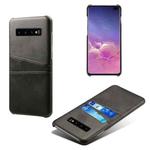 For Samsung Galaxy S10+ Calf Texture PC + PU Leather Back Cover Shockproof Case with Dual Card Slots(Black)
