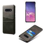 For Samsung Galaxy S10e Calf Texture PC + PU Leather Back Cover Shockproof Case with Dual Card Slots(Black)