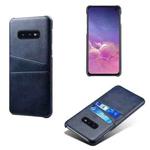 For Samsung Galaxy S10e Calf Texture PC + PU Leather Back Cover Shockproof Case with Dual Card Slots(Blue)