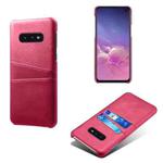 For Samsung Galaxy S10e Calf Texture PC + PU Leather Back Cover Shockproof Case with Dual Card Slots(Rose Red)