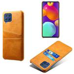 For Samsung Galaxy M62 Calf Texture PC + PU Leather Back Cover Shockproof Case with Dual Card Slots(Orange)