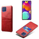 For Samsung Galaxy M62 Calf Texture PC + PU Leather Back Cover Shockproof Case with Dual Card Slots(Red)