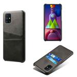 For Samsung Galaxy M51 Calf Texture PC + PU Leather Back Cover Shockproof Case with Dual Card Slots(Black)