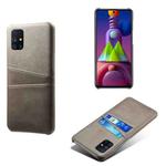 For Samsung Galaxy M51 Calf Texture PC + PU Leather Back Cover Shockproof Case with Dual Card Slots(Grey)