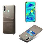 For Samsung Galaxy M40 Calf Texture PC + PU Leather Back Cover Shockproof Case with Dual Card Slots(Grey)